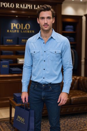 R L Denim shirts Sky K152-SK