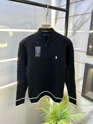 Ralph_Lauren Imported Black knitted Super Premium Pullovers F3289-BL
