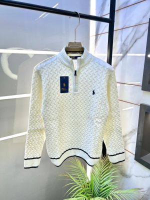 Ralph_Lauren Imported White knitted Super Premium Pullovers F3289-WH