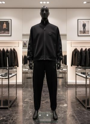 Balmai n Paris Black Premium Imported Fabric Shoulder Strip Metal Logo Zipper style Tracksuit 3405