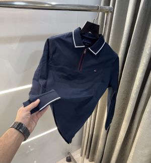 Tomm y Hilfiger Navy Embroidery Logo Premium Full Sleeve Polo TShirt ST59C