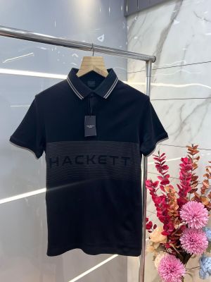 Hacket t Black Premium Imported Compact Yarn 240 GSM Interlock Fabric Polo Tshirt with Collar Design and Emboss Logo 3429