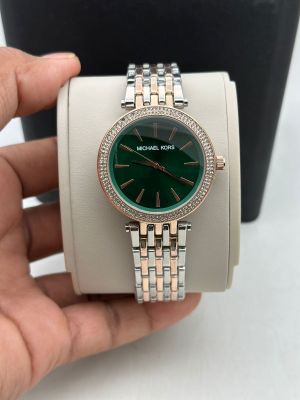 Micheal Kors Darci Two Tone Rosegold Green Dial