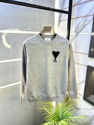 Ami Logo Imported Grey Super Premium Sweaters F3240-GY