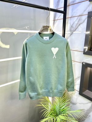 Ami Logo Imported Green Super Premium Sweaters F3240-GR