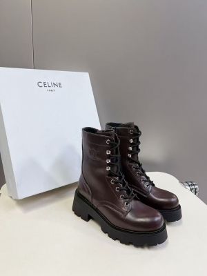 Celinne Triomphe Rangers mid lace-up boot in calfskin leather. 