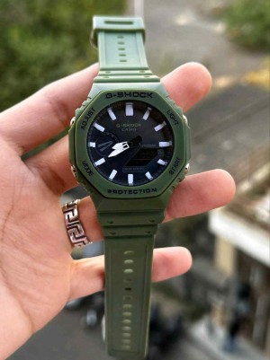 G SHOCK GA 2100 GREEN BLACK DAIL