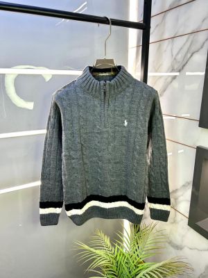 Ralph_Lauren Grey Imported knitted Super Premium High Neck Pullovers F3264-GY