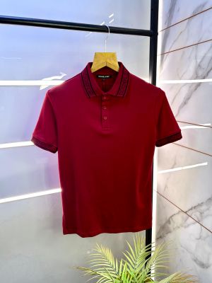 Michael_Kors Maroon Polo Premium Collar Neck T-shirt F2991-MA