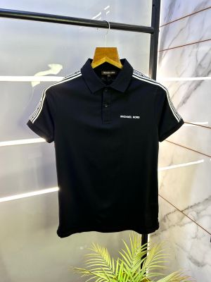 Michael_Kors Black Polo Premium Collar Neck T-shirt F2991-B1