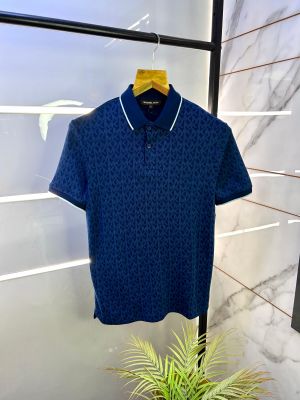 Michael_Kors Blue Polo Premium Collar Neck T-shirt F2991-BU