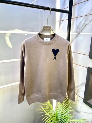 Ami Logo Imported Grey Super Premium Sweaters F3240-GY2