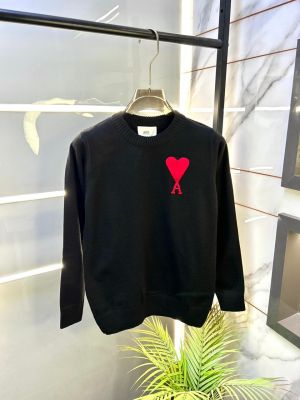 Ami Logo Imported Black Super Premium Sweaters F3240-BL