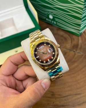 Role_x Oyster Perpetual Day Date Diamond 40 Battery Gold-Brown