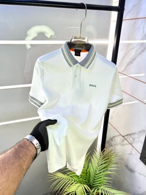 Hugo_Boss White Premium Collar Neck Polo T-shirt F2640-WH