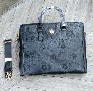 Versac_e embossed premium quality laptop bag with strap (V205-5 Black)