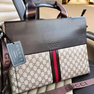 Gucc_i Flap Premium Quality Laptop Bag With Strap (Brown G2040-5)
