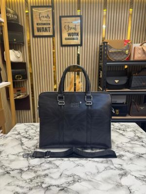 Mont Blanc Polished Premium Quality Laptop Bag With Strap (F1967-Black)
