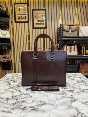 Mont blanc Polished Premium Quality Laptop Bag (Dark Brown-F1967)