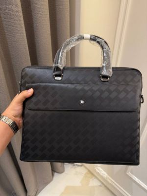 Mont Blanc Sartorial Pattern Leather Laptop Bag (Black ML1977-5)