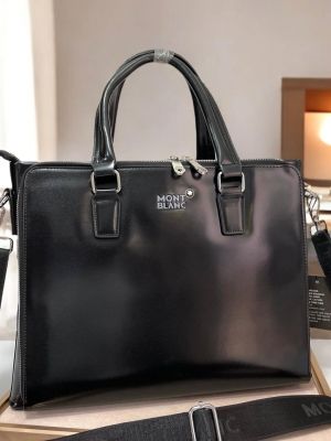 Mont Blanc Classic Smooth Leather Laptop Bag Black - FG6622