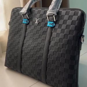 Louis_Vuitton Damier Graphite Leather Laptop Bag With LV Logo Top-Handle With Strap (LYG1967-5)