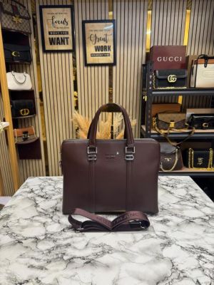 MONT BLANC LAPTOP BAG WITH DUST BAG EXTRA PREMIUM QUALITY (BROWN) W1967-5