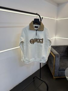 Gucc i imported half zip imported sweatshirt cream