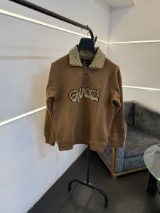 Gucc i imported half zip imported sweatshirt brown