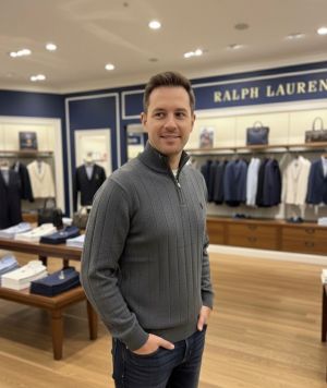 Ralph Laure n Grey Premium Imported High Neck Knitted Pullover Half Zipper Style 3452