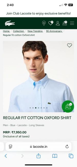 Lacost e Sky Premium Shirt 100% Oxford Cotton Fabric With custom Branded Button Tagging And Brand Poly Bag 3449