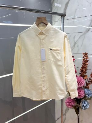 Lacost e Yellow Premium Shirt 100% Oxford Cotton Fabric With custom Branded Button Tagging And Brand Poly Bag 3446