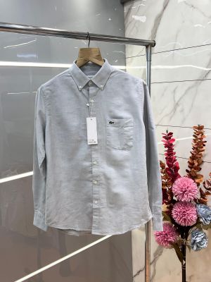 Lacost e Grey Premium Shirt 100% Oxford Cotton Fabric With custom Branded Button Tagging And Brand Poly Bag 3448