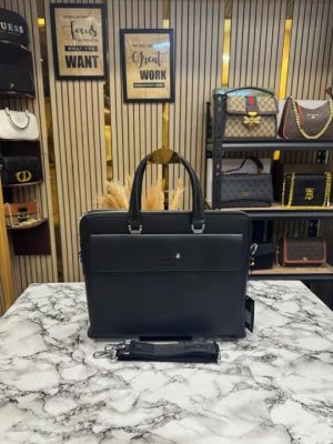 Mont Blanc Flap Premium Quality Laptop Bag With Strap With Two Compartments (Black W1977-5)