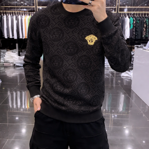 Versace Chest Logo Full Monogram Sweatshirt  Black