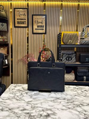 Mont Blanc Polished Premium Quality Laptop Bag With Strap (Black E6622-5)