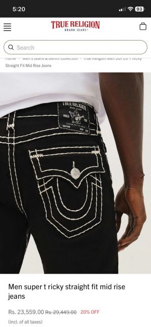 True Religio n Premium Imported Stretchable Lycra Fabric Boot Cut Denim with Back Flap pocket Design 3436