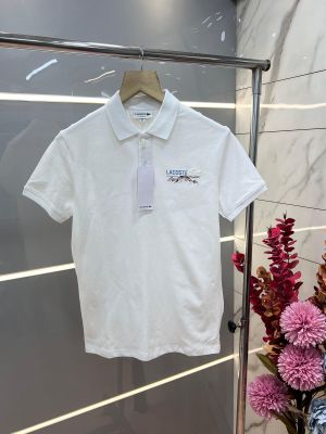Lacost e White Premium Cotton Pique fabric Polo Tshirt with Front Design and Embroidered Logo 3168