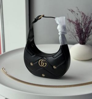 Gucci_GG_Marmont_Half_Moon_Shaped_Black_Calfskin_Gold_Hardware_Black_770983_With_OG_Red_Box_&_Dust_Bag_5500