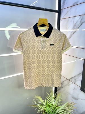 Coac h Monogram Beige Premium Collar Neck Polo T-shirt F2993-BE