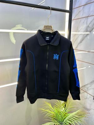 Amir i Bones Embroidery Logo Black Premium Varsity Jacket F3313-BL