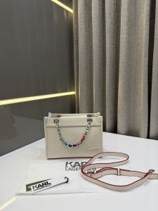 KARL LAGERFIELD SAVOIE WHITE LEATHER BAG PREMIUM WITH OG DUST BAG