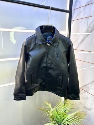 Ralph_Lauren Imported Super Premium Black Leather Zipper Jacket F3328-BL