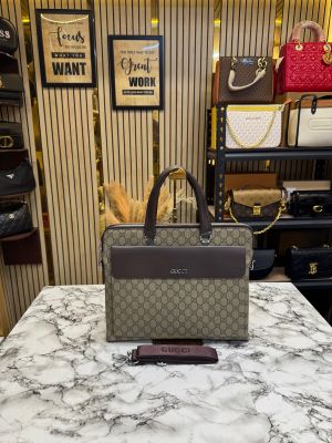 Gucc_i GG Printed Flap Monogram Laptop Bag With Strap 