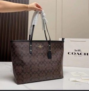 Coac_h City Signature Tote Bag Premium Quality With Box And Dust Bag (Coffee)