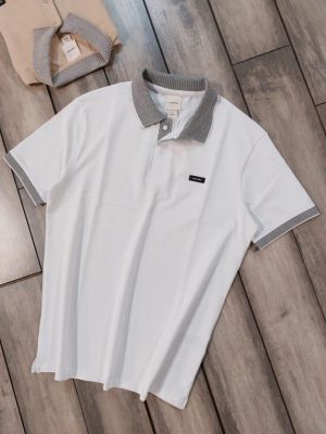 Calvin_Klein White Collar Neck Premium Polo T-shirt F3383-WH