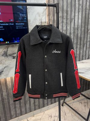 Amiri.100%.Grey.Imported.Side.Bone.Patch.Very.Premium.Varsity.Jacket.MR259
