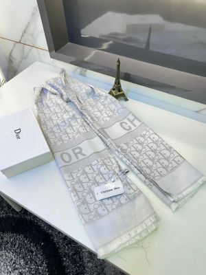 Dio_r Stoles Scarfs Premium Quality White Grey Fa 241