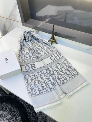 Dio_r StolesScarfs Premium Quality White Dark Grey Fa 233 