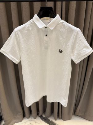 Christian Dio_r Chest Logo Full Monogram Polo T-shirt White